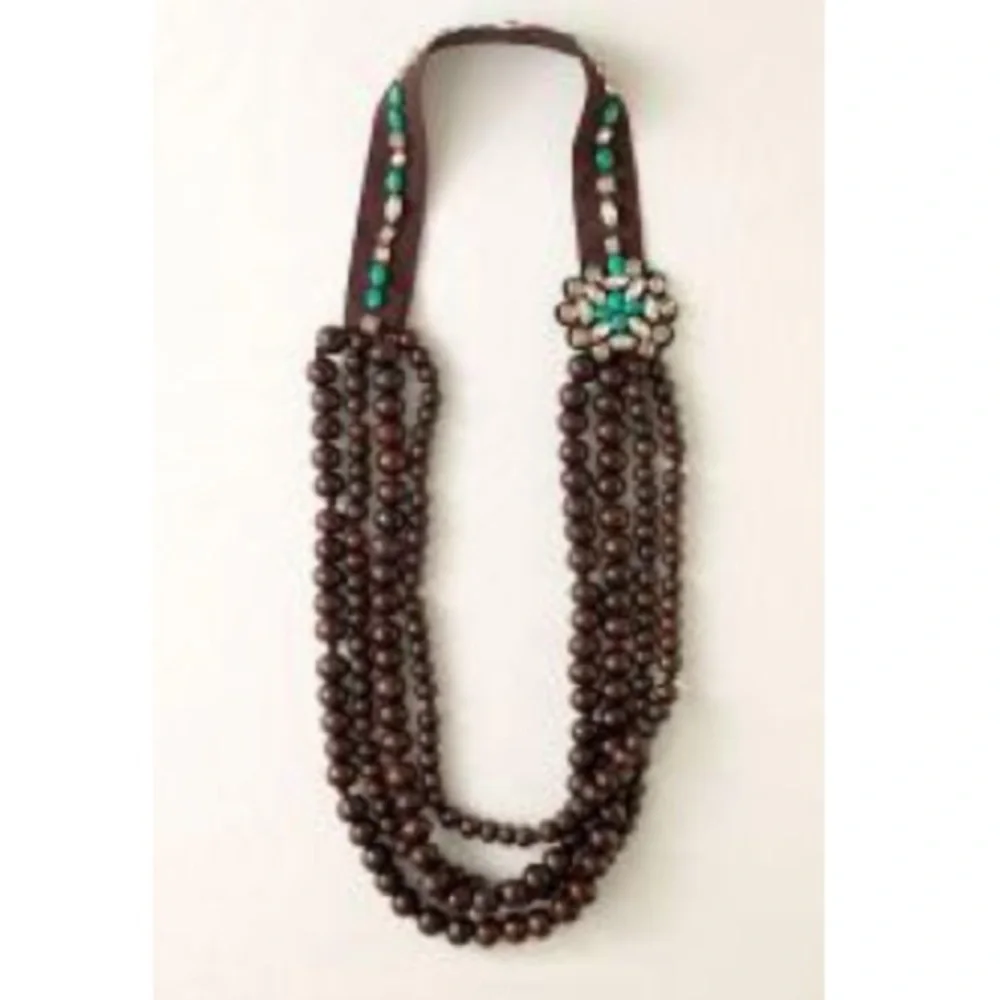 🕶️Sayulita long wood bead/Swarovski Crystal statement necklace Stella & Dot - Picture 1 of 6